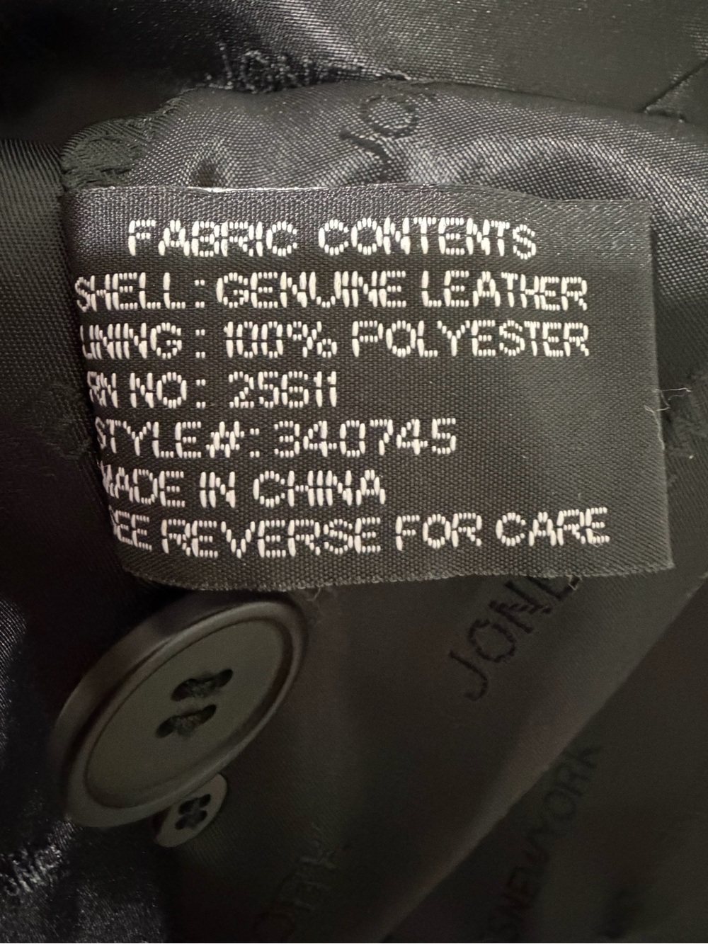 Jones New York Black Leather Button-Front Jacket with Rosette Accent - Picture 4 of 4